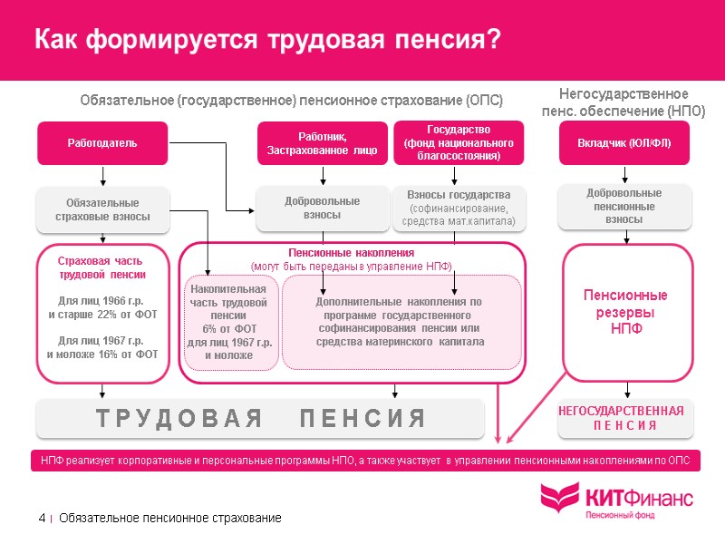 Обязательное (государственное) пенсионное страхование (ОПС) Негосударственное  пенс. обеспечение (НПО) Дополнительные страховые взносы (ДСВ)